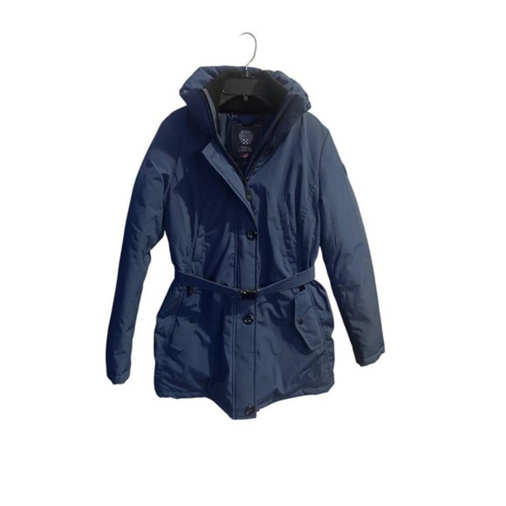 Vince Camuto Womens Navy Blue Down Filled Belted Puffer Parka Jacket ---Size PS